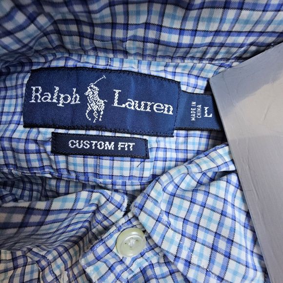 Vintage Ralph Lauren Shirt Mens Large Blue Flannel Check Plaid Button Up - Picture 4 of 8
